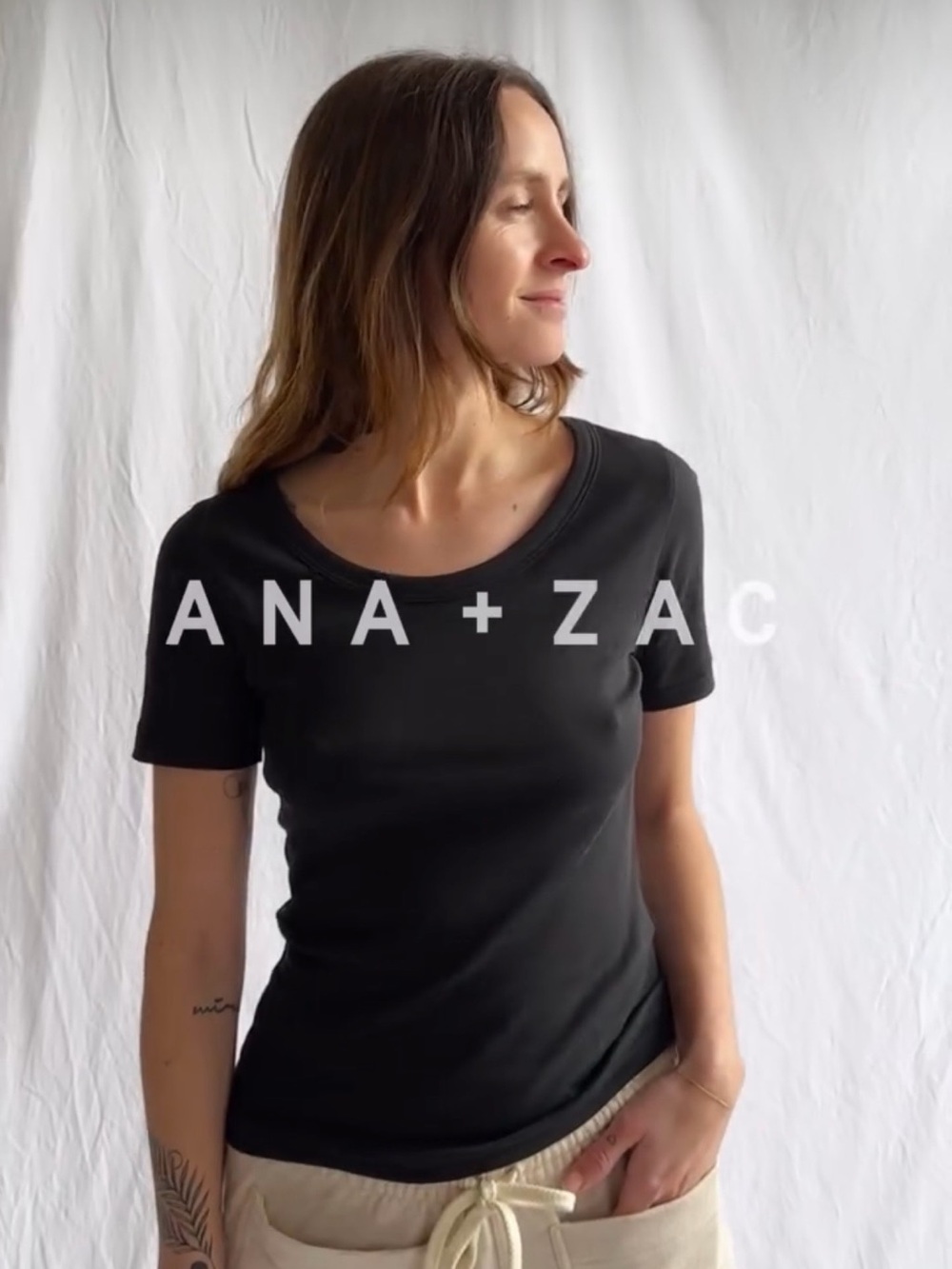 Ana and Zac scoop neck tee